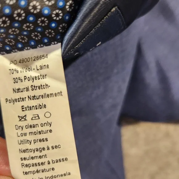 Vintage Ralph Lauren Blazer Mens 52R Blue Wool Blend Lined Two Button Sport Coat